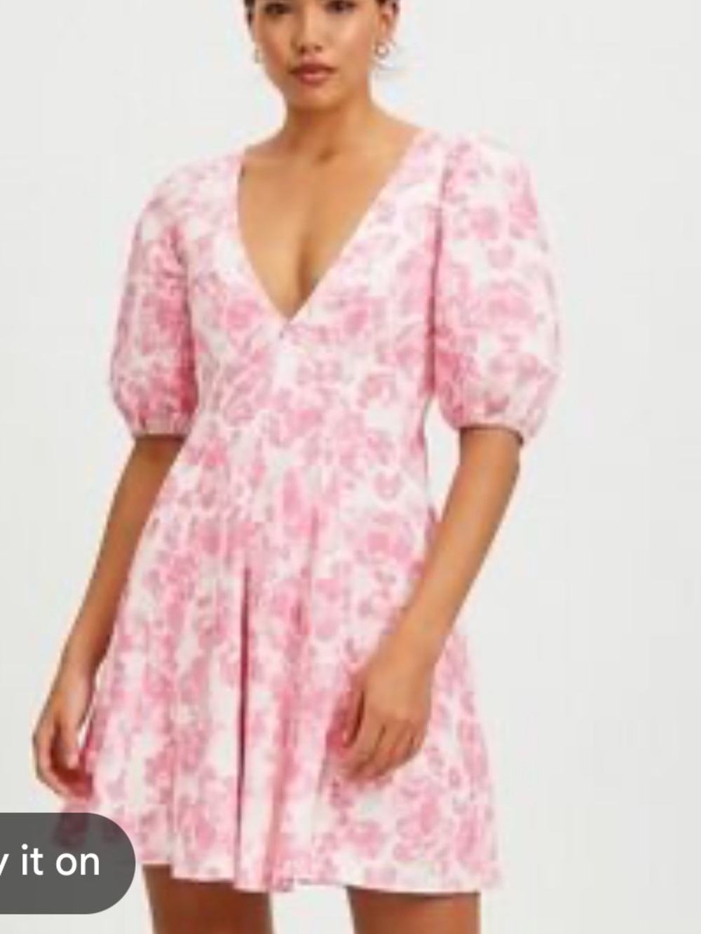 Hello Molly Pink Floral Puff Sleeve Mini Dress Size 4